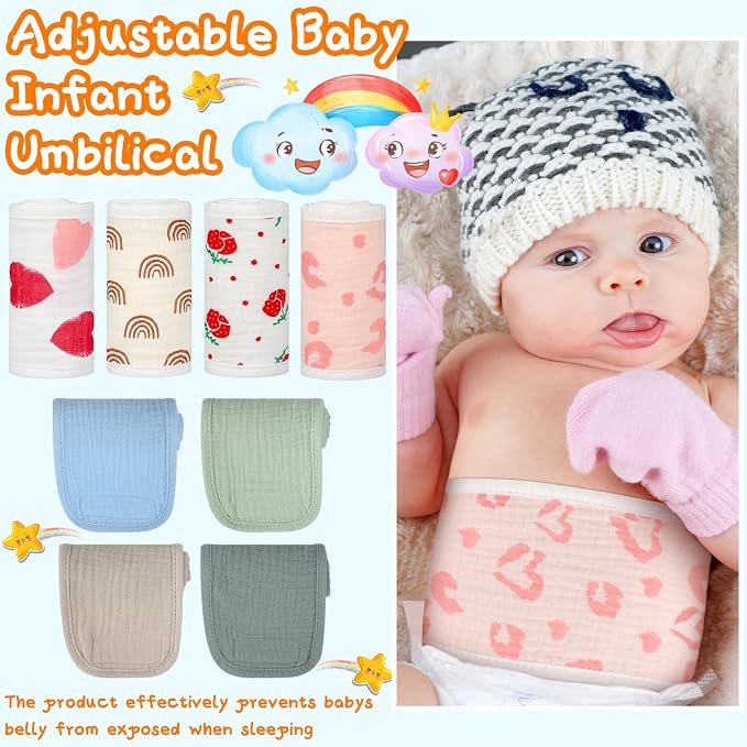 Vabean 8 Pcs Baby Infant Umbilical Cord Comfort Adjustable Cotton Belly Band - Image 4