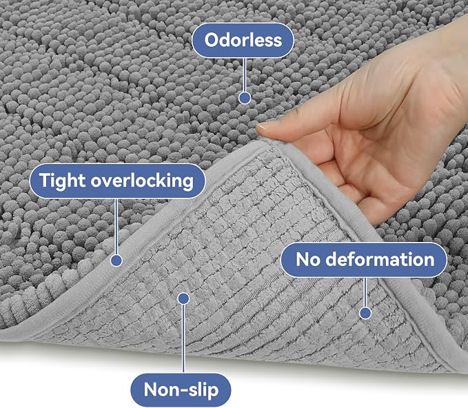 Bcoimo 48"×24" Chenille Bath Mat – Non-Slip - Image 5