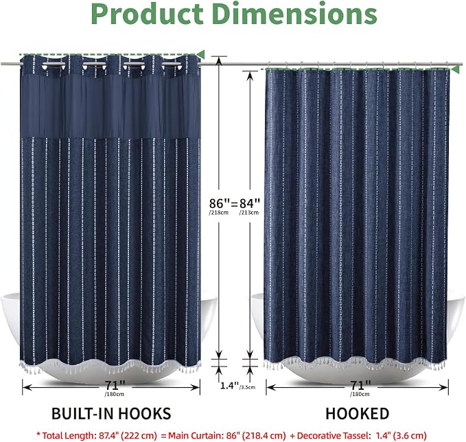 No Hook Extra Long Shower Curtain Set - Image 7
