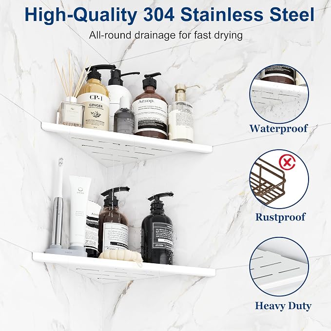 Corner Shower Shelves, 10” Recessed Tile Shower Shelf, 304 Stainless Steel - Image 7