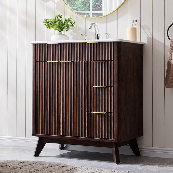 T4TREAM 30" Fluted Bathroom Vanity by T4TREAMFurniture