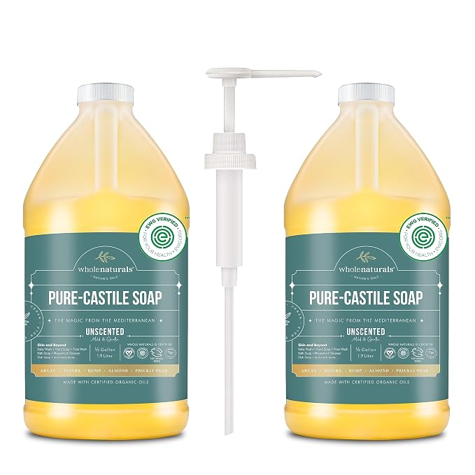 WHOLENATURALS Pure Castile Soap Liquid, EWG Verified & Certified Palm Oil Free by WholeNaturals