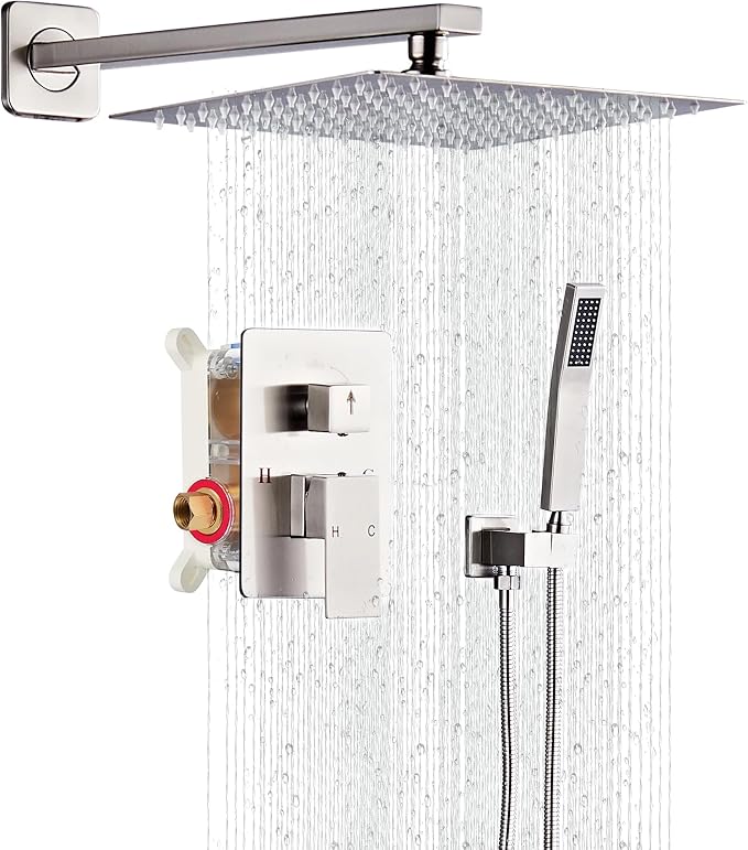 Shower Faucet Set, Rainfall Shower System Complete Wall Mounted by LCEVCGK