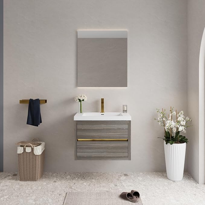 Modern 30" Wall-Mounted Bathroom Vanity by VUMALL