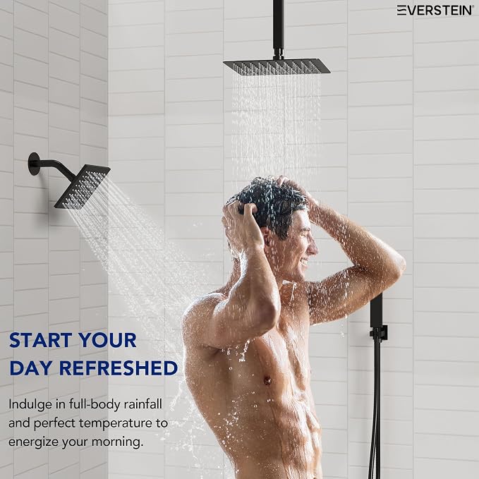 Ceiling Mount 12" High-Pressure Rainfall Shower Faucet, Dual Rainfall Shower - Image 7