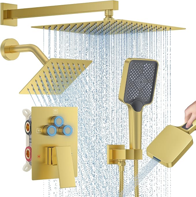 Shower Faucet Set, Brushed Gold by Woindo