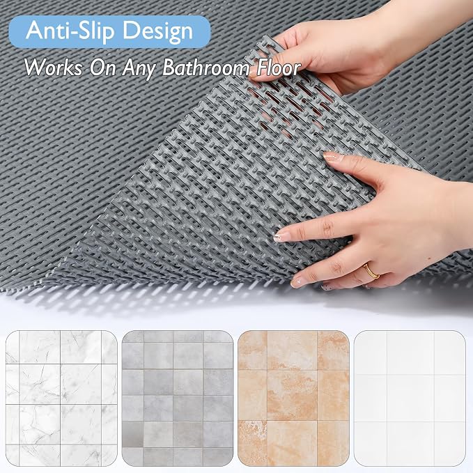 Extra Large Non-Slip Shower Mat, Fast-Dry PVC Bath Stall Tub Mat, Drain-Hole - Image 6