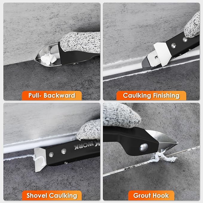 THINKWORK Caulking Tool Kit, 4 in 1 Caulk Remover Tool, Stainless Steel Caulk - Image 5