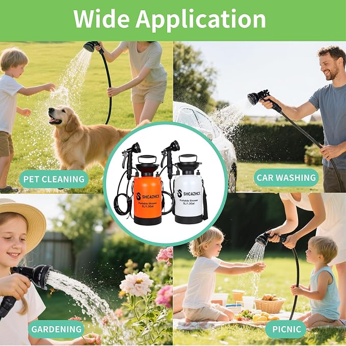 1.3 Gallon/5L Portable Outdoor Shower, 10 Spray Modes, No Power Needed - Image 7