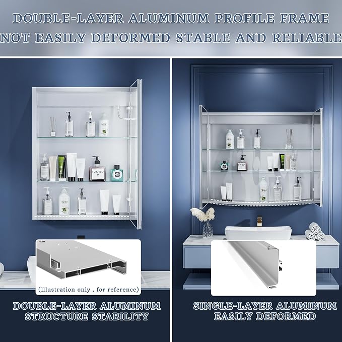 ExBrite LED Lighted Bathroom Medicine Cabinet - Image 7