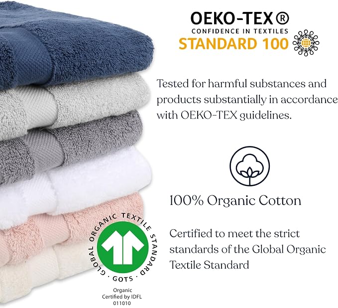 Delara Organic Cotton Luxuriously Plush Bath Towel 33 Piece Set|GOTS & Oeko-TEX - Image 6