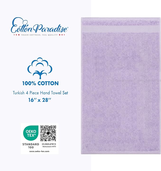 Cotton Paradise Hand Towels for Bathroom, 100% Cotton Turkish 4 Piece Hand - Image 5