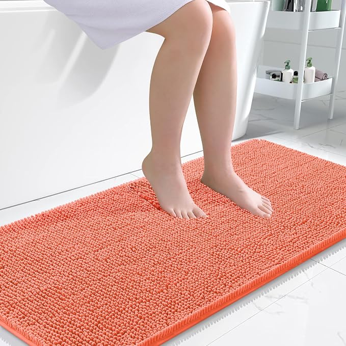 OLANLY Bathroom Rugs 47x24, Extra Soft Absorbent Chenille Bath Rugs, Rubber by OLANLY
