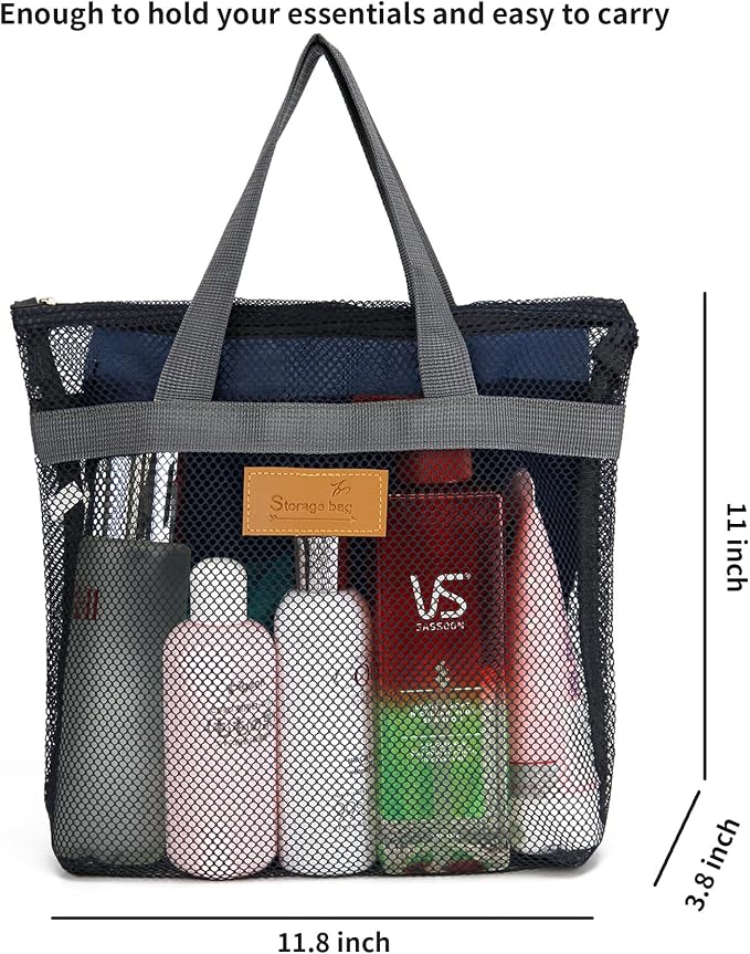 Mesh Shower Caddy Bag Portable Hanging Toiletry and Bath Organizer - Image 5
