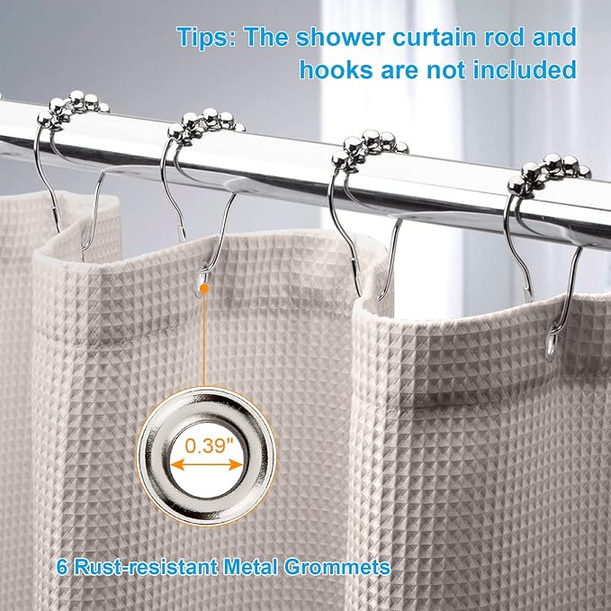 AmazerBath Waffle Shower Curtain Khaki, Stall Shower Curtain Tan, Hotel Quality - Image 6
