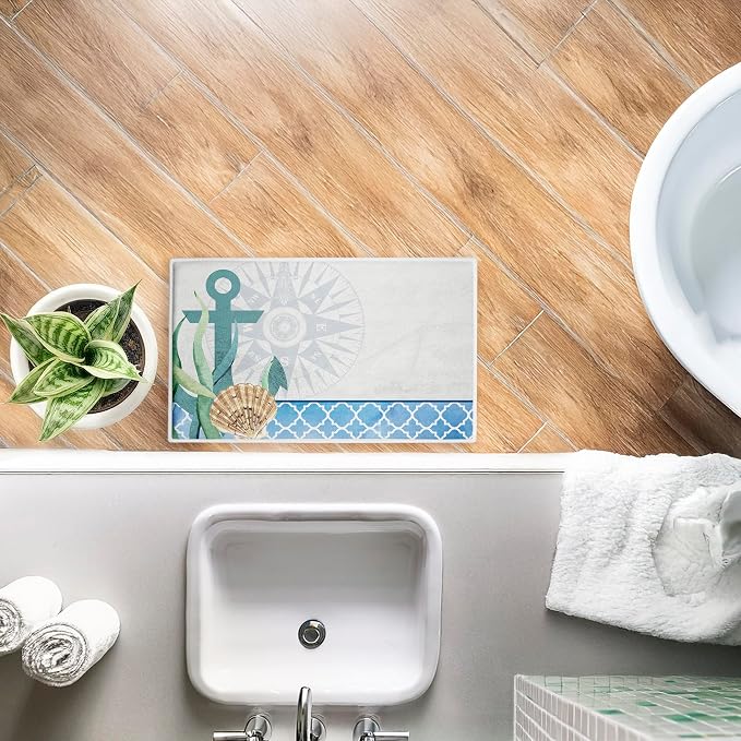Stupell Industries Bayside Anchor & Compass Plush Bathroom Mat & Bath Rug - Image 5
