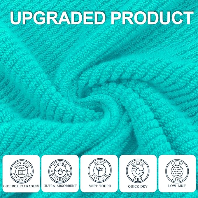Turquoise Bath Towel with Hanging Loop - Image 2