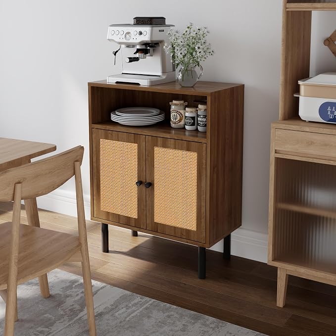 Rattan Storage Cabinet, Boho Accent Cabinet - Image 5