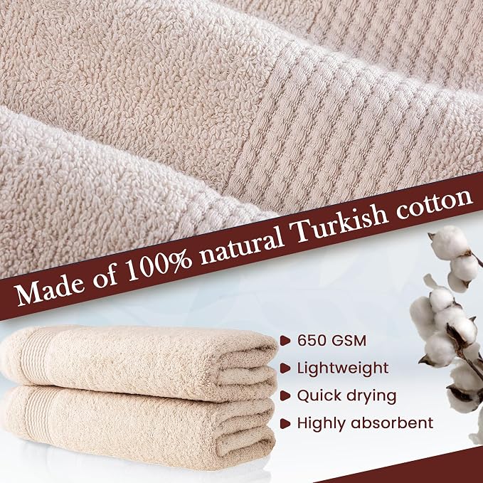 HALLEY Turkish Cotton Towels Bath Towels Super Soft Highly Absorbent 100% - Image 2