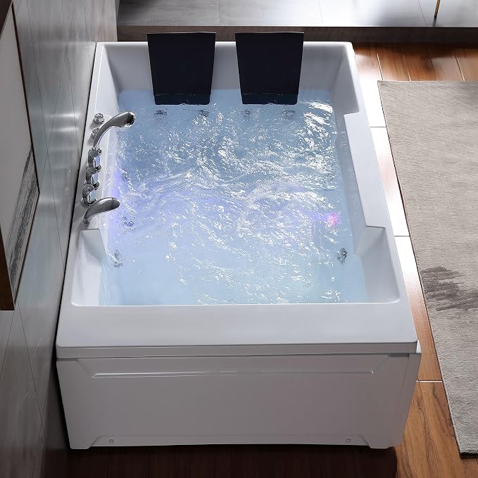 Empava 72" x 48" Whirlpool Tub, 2 Person Jetted Bathtub, Hydro Massage & - Image 11