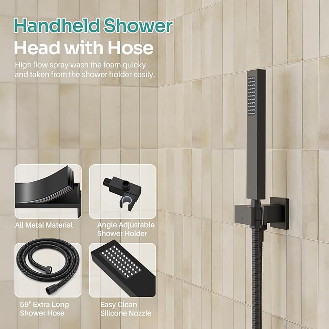 Black Shower System, Matte Black Shower Faucet Set - Image 6