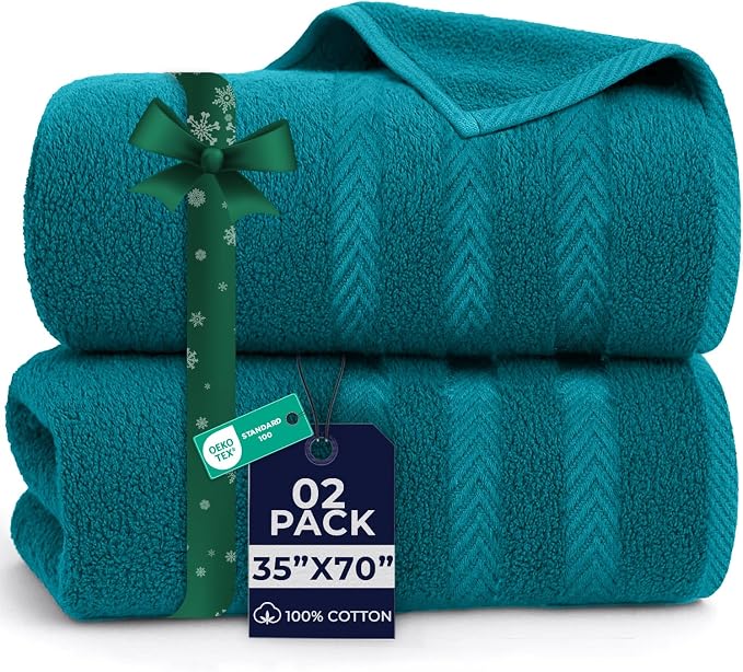 DAN RIVER 2 Pack Luxury Bath Sheets 35x70, 600 GSM, Soft & Quick Dry 100% Ring by DanRiver
