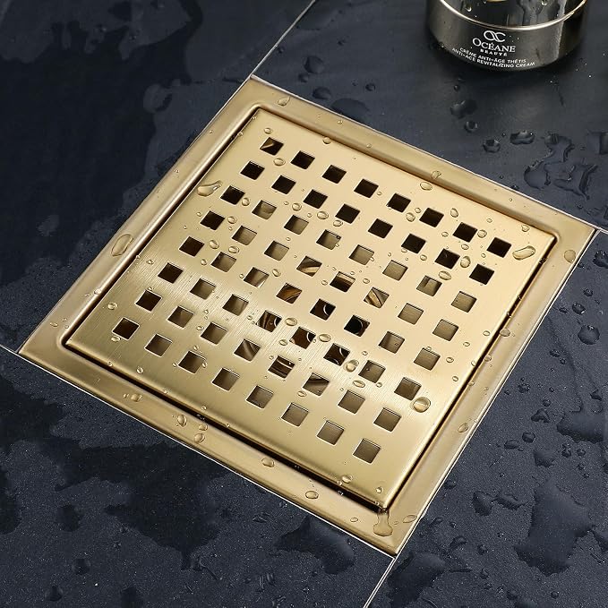 4 Inch Square Shower Floor Drain, Stainless Steel Black Shower Drain Kit - Image 2