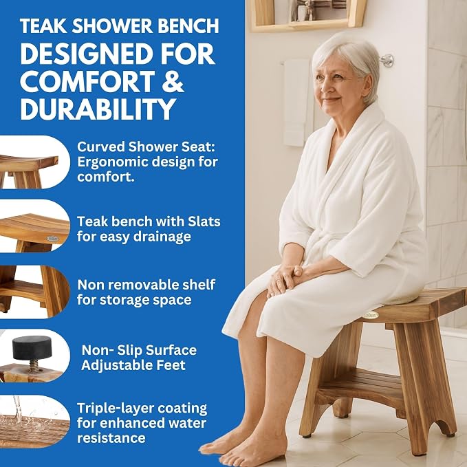 EcoDecors Teak Shower Bench - Image 3