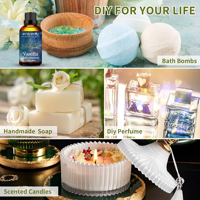 BURIBURI Pure Vanilla Essential Oil and Coconut Oil 100ml Organic Aromatherapy - Image 7