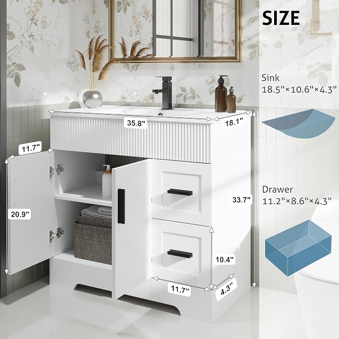 eclife 36" Bathroom Vanities Sink Combo - Image 2