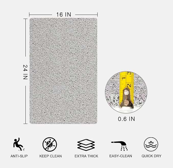 Nonslip Bathtub Mat, Anti Slip Bath Mat 0.6" Extra Thick, Quick Dry Bath Tub - Image 2