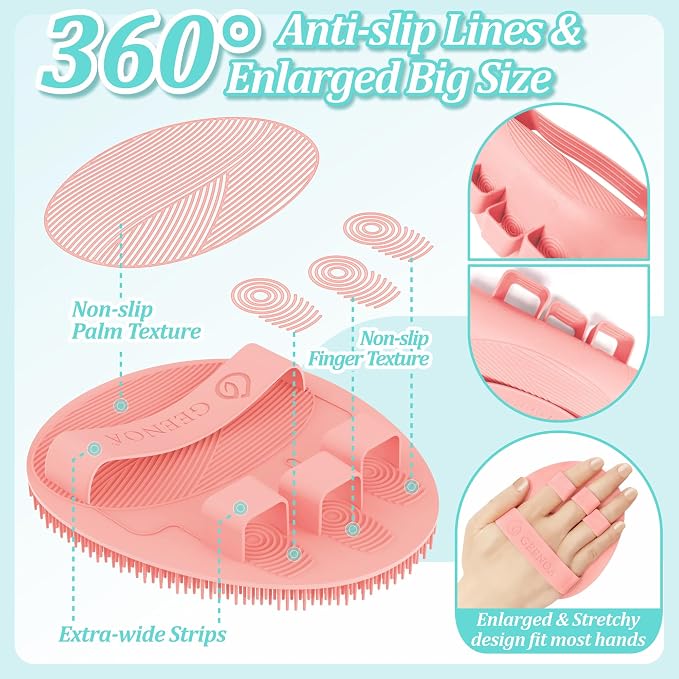 Silicone Back/Face Scrubber & Bath Glove Set 3PCS, Extendable Back Scrubber - Image 4