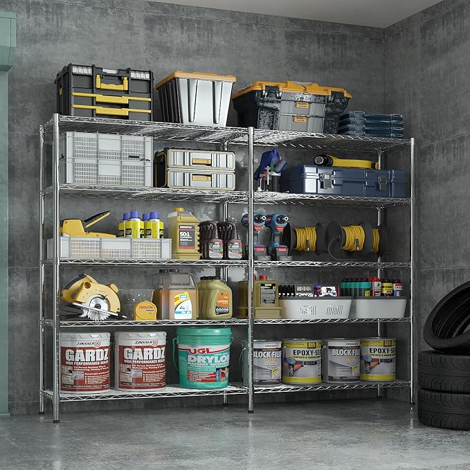 VINGLI 70" W Storage Shelves 1600LBS Heavy Duty Metal Shelving, Upgraded 5 Tier - Image 4