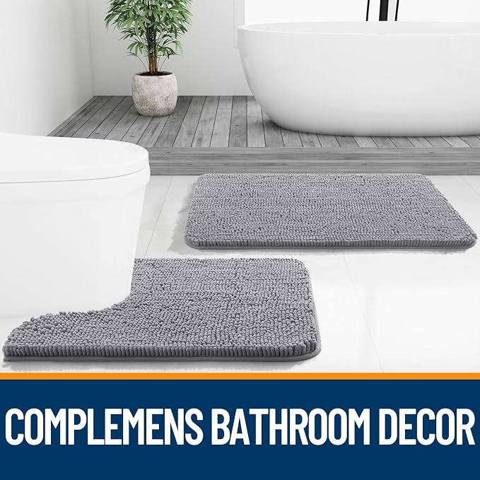 OLANLY Toilet Rugs U-Shaped 20x20, Extra Soft Absorbent Chenille Contour - Image 7