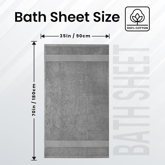 Infinitee Xclusives – Luxury Bath Sheets Towels – 1 Pack 600 GSM – 100% Ring - Image 2