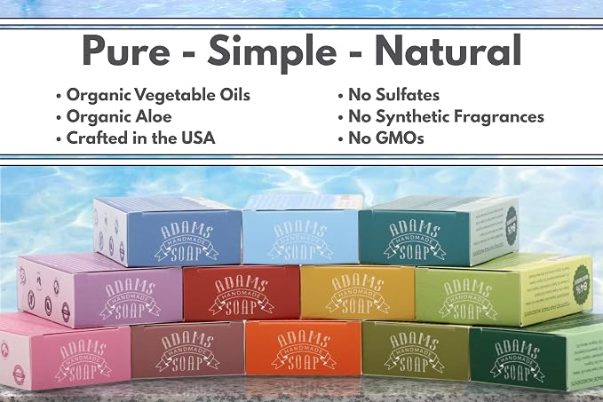 Adams Handmade Soap Variety Pack – 10 Bar Set: Tea Tree, Peppermint, Herbal & - Image 2