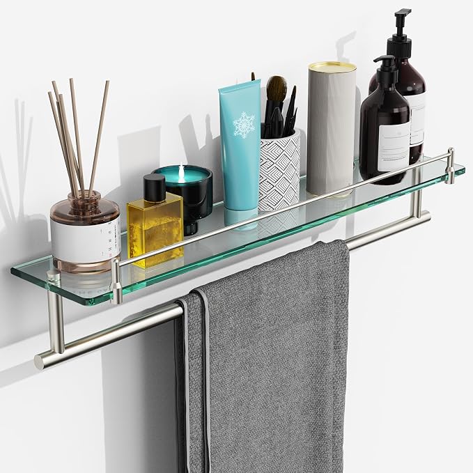 24-Inch Tempered Glass Bathroom Shelf by HOMELIFE