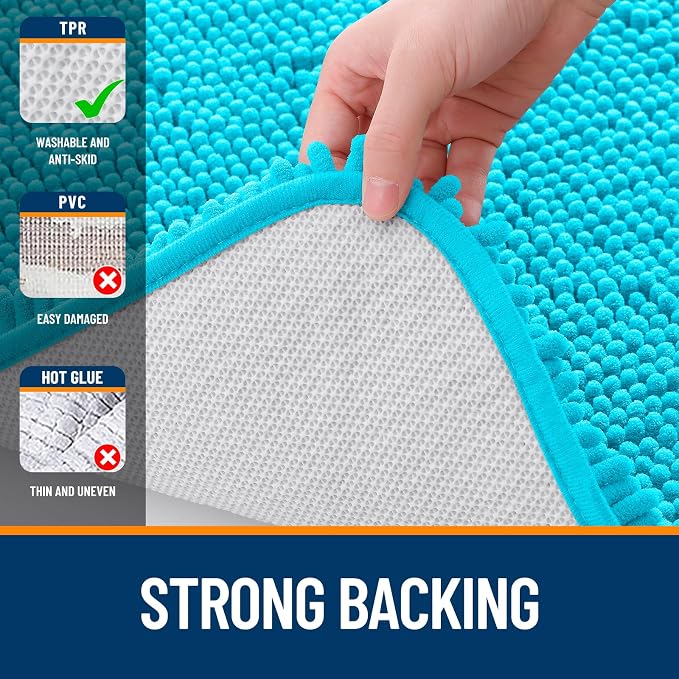 OLANLY Bathroom Rugs 30x20, Extra Soft Absorbent Chenille Bath Rugs, Rubber - Image 6