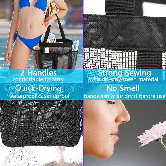 Mesh Shower Caddy Portable for College Dorm Room Essentials, 8-Pocket Large - Image 6