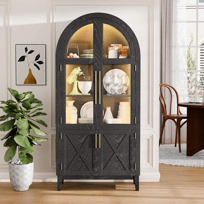 74.8”H Arched Storage Cabinet, 5-Tier Arched Kitchen Pantry - Image 7