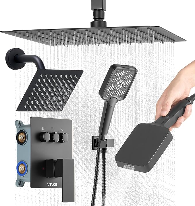 VEVOR Shower Faucet Set, 12 Inch Ceiling Mount Rainfall Shower System by VEVOR