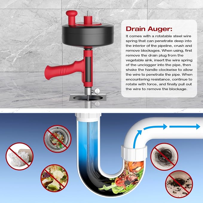 Drain Snake, 25ft Flexible Steel Drain Auger - Image 6