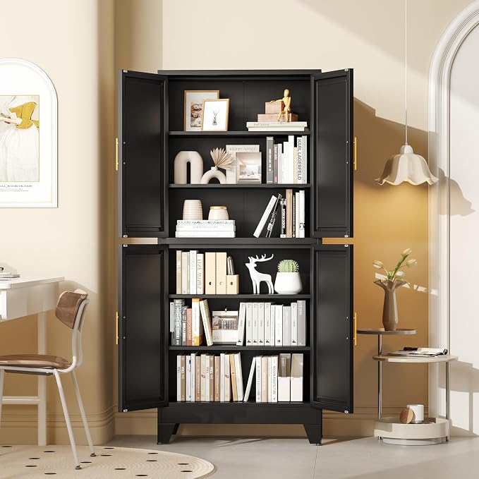 75.2" Tall Metal Pantry Cabinet, Storage Cabinets - Image 6
