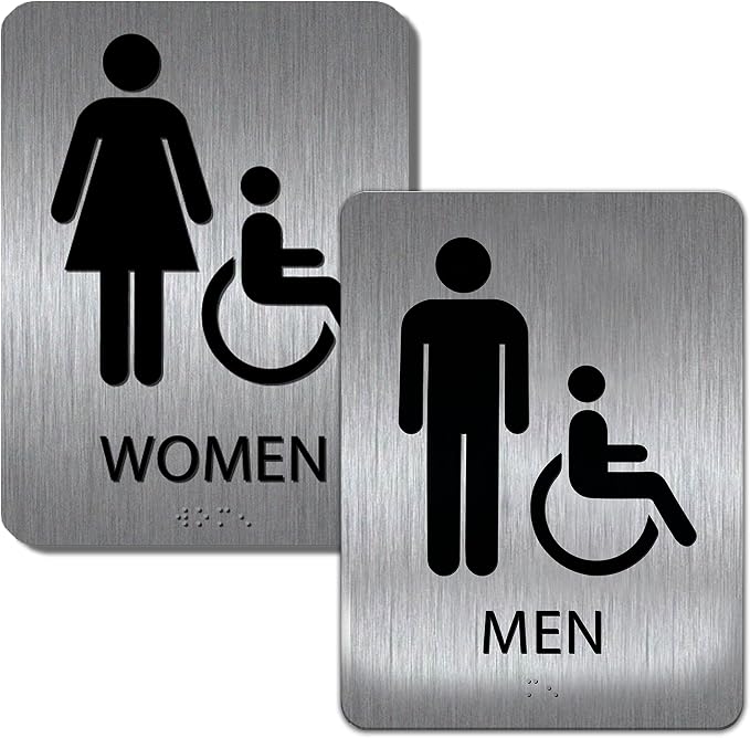 ALPHA DOG ADA SIGNS Men's Women's Restroom Sign Bundle, 8x6 inch, Business by AlphaDog