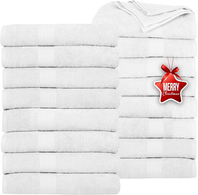 Ample Decor Bath Towels Pack of 16 600 GSM 100% Cotton, Absorbent Soft Premium by AmpleDecor