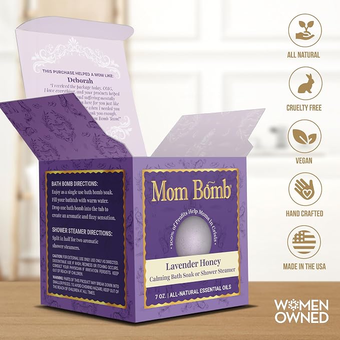 Mom Bomb Lavender Honey Bath Bomb – Essential Oils, Clean Ingredients – - Image 2