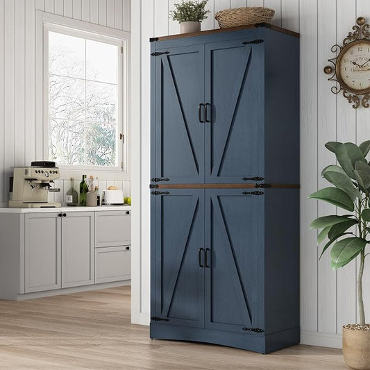 71in Farmhouse Kitchen Pantry Cabinet, Tall Storage Cabinet by chartustriable