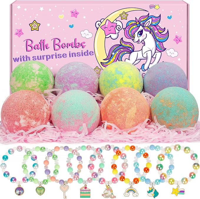 8 Pack Bubble Bath Bombs for Kids by Toidgy