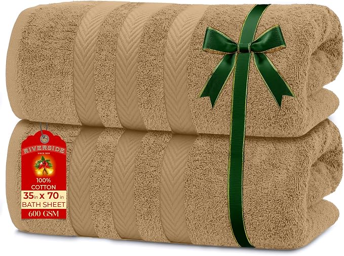 RIVERSIDE Pack of 2 Extra Large Bath Sheets 35 x 70 Inches by RIVERSIDE