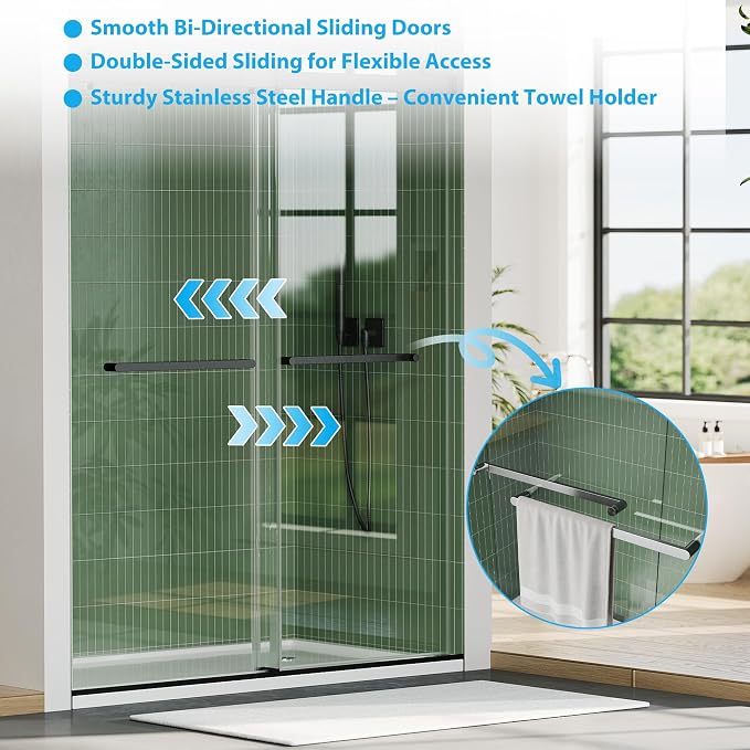 Stainless Steel Sliding Shower Door, 44-48" Adjustable Width x 74" Height - Image 6